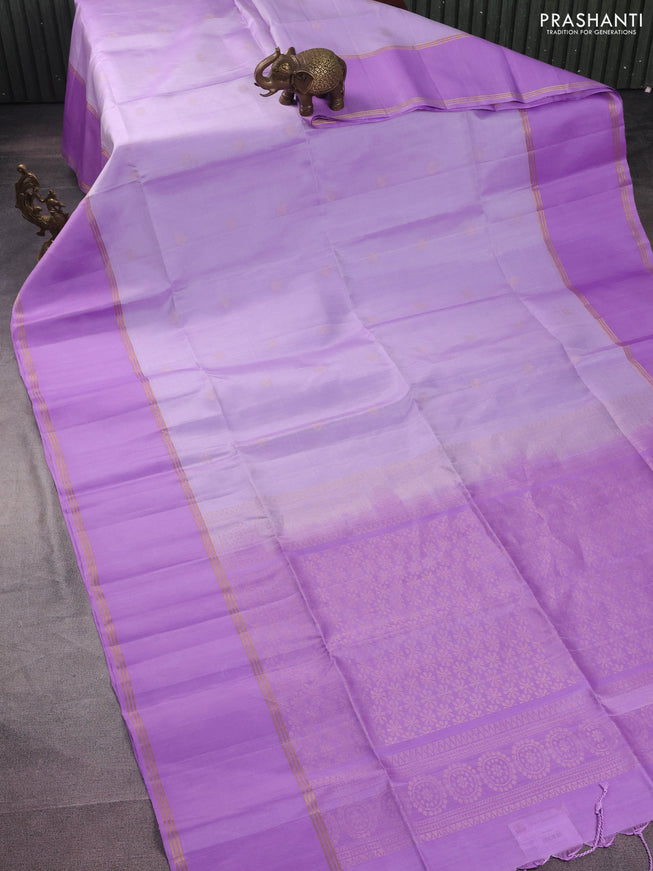 Pure soft silk saree lavender with zari woven buttas and rettapet zari woven border