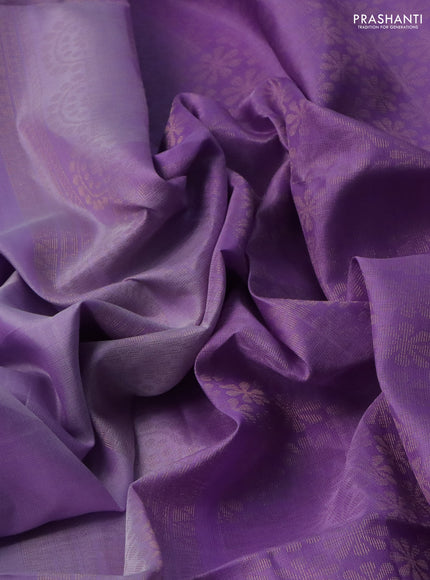 Pure soft silk saree lavender with zari woven buttas and rettapet zari woven border