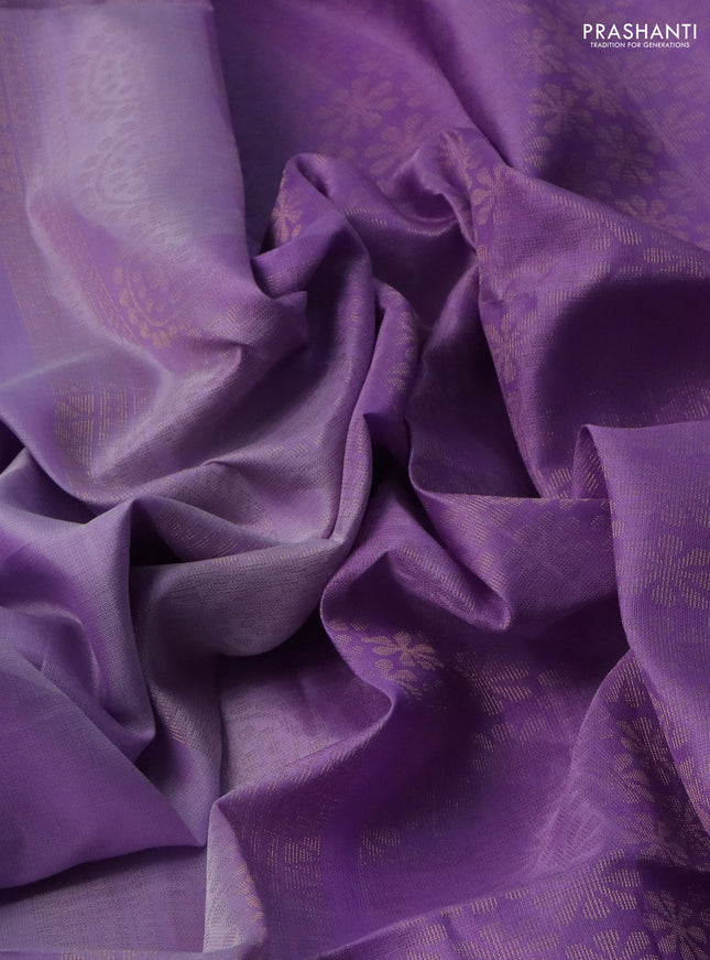 Pure soft silk saree lavender with zari woven buttas and rettapet zari woven border