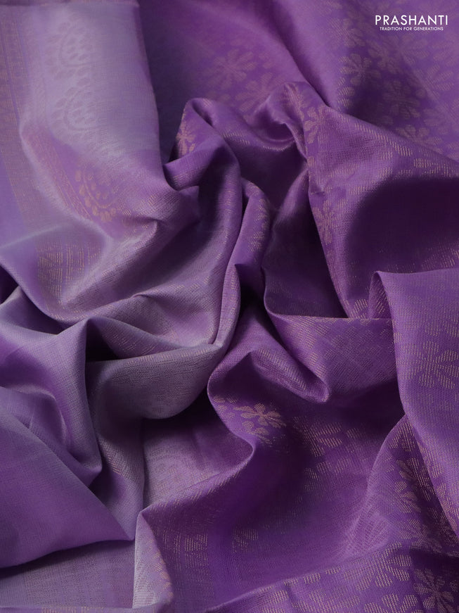Pure soft silk saree lavender with zari woven buttas and rettapet zari woven border