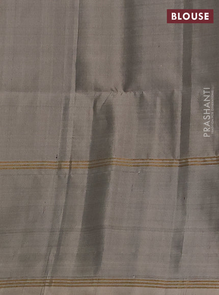 Pure soft silk saree sap green and grey shade with zari woven buttas and rettapet zari woven border