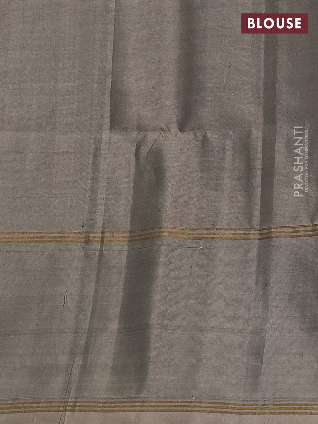 Pure soft silk saree sap green and grey shade with zari woven buttas and rettapet zari woven border