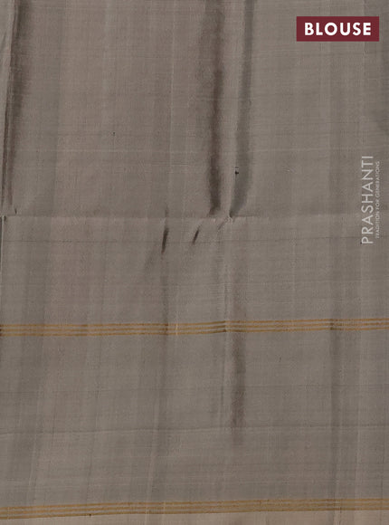 Pure soft silk saree black and grey shade with zari woven buttas and rettapet zari woven border