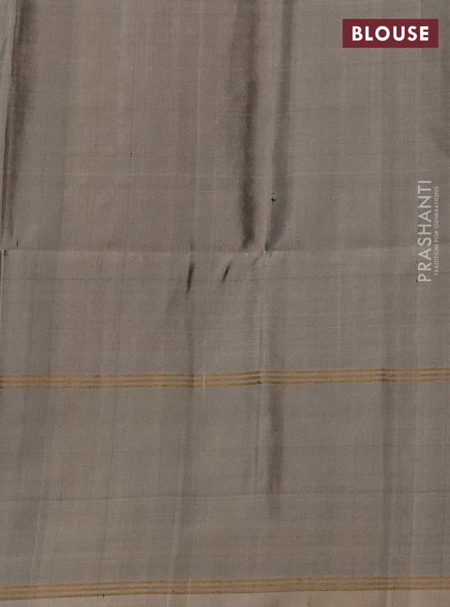 Pure soft silk saree black and grey shade with zari woven buttas and rettapet zari woven border