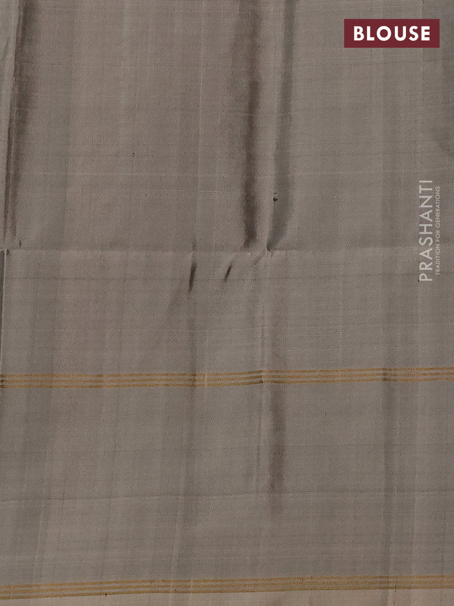 Pure soft silk saree black and grey shade with zari woven buttas and rettapet zari woven border