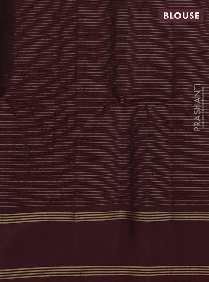 Pure soft silk saree pastel brown and deep maroon wth allover zari checked pattern and rettapet zari woven border