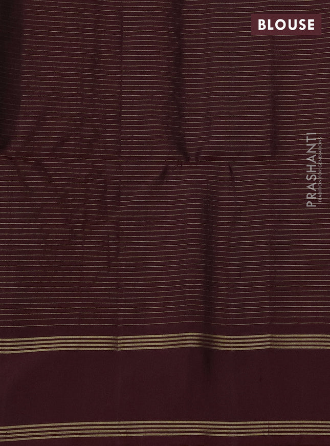 Pure soft silk saree pastel brown and deep maroon wth allover zari checked pattern and rettapet zari woven border