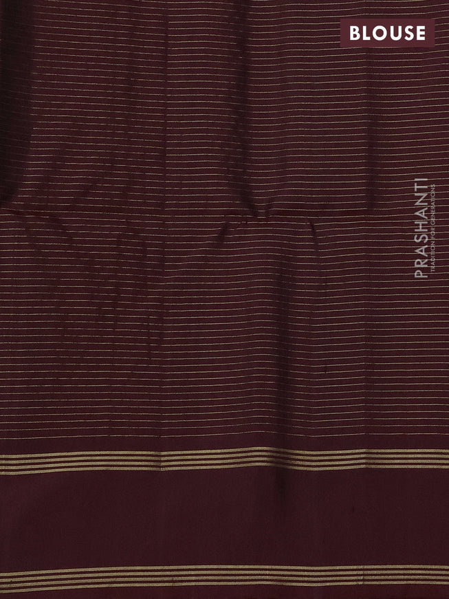 Pure soft silk saree pastel brown and deep maroon wth allover zari checked pattern and rettapet zari woven border