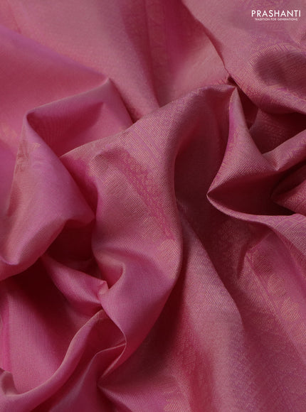 Pure soft silk saree light pink with floral zari woven buttas and rettapet zari woven border