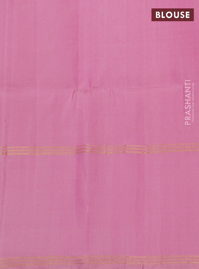 Pure soft silk saree light pink with floral zari woven buttas and rettapet zari woven border