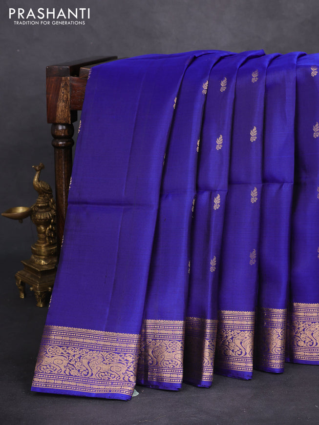 Pure soft silk saree royal blue with zari woven buttas and zari woven border