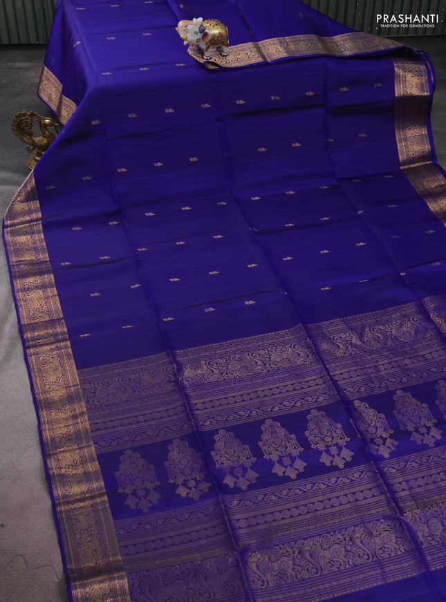 Pure soft silk saree royal blue with zari woven buttas and zari woven border
