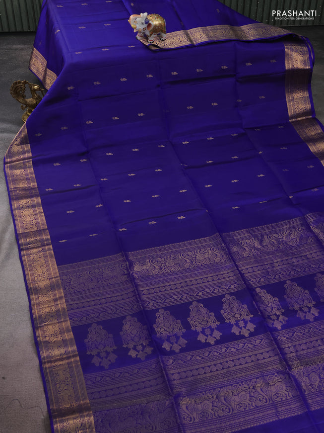 Pure soft silk saree royal blue with zari woven buttas and zari woven border