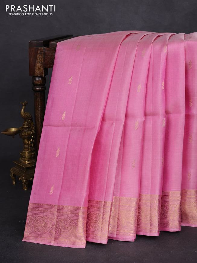 Pure soft silk saree light pink with zari woven buttas and zari woven border