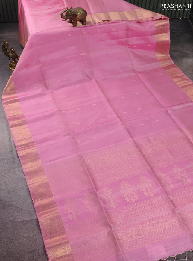 Pure soft silk saree light pink with zari woven buttas and zari woven border