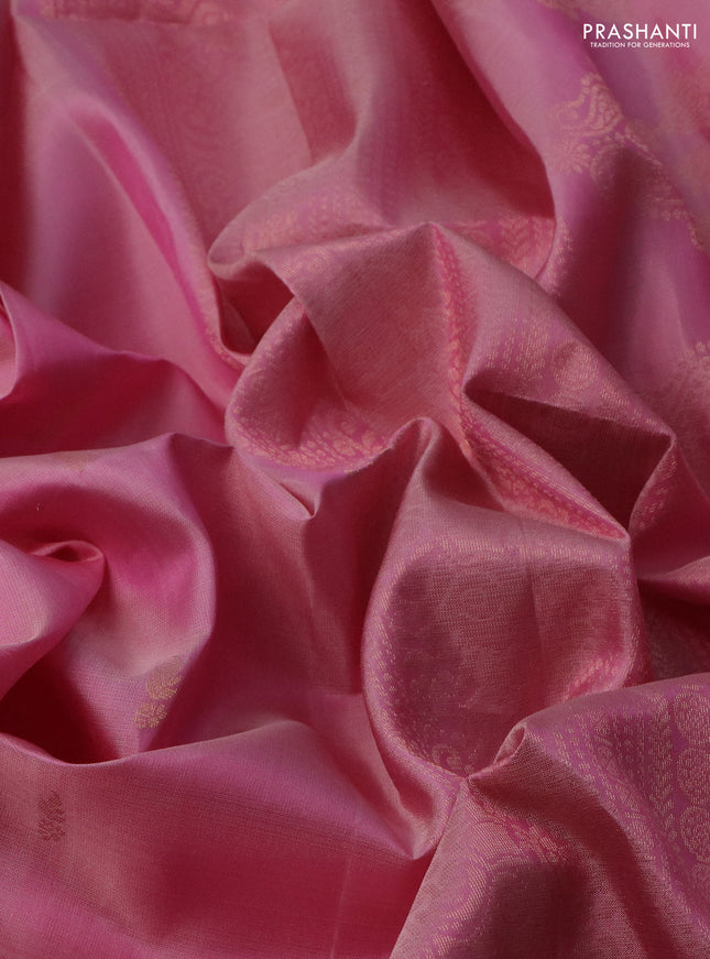 Pure soft silk saree light pink with zari woven buttas and zari woven border