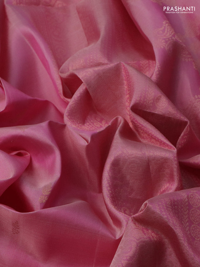 Pure soft silk saree light pink with zari woven buttas and zari woven border