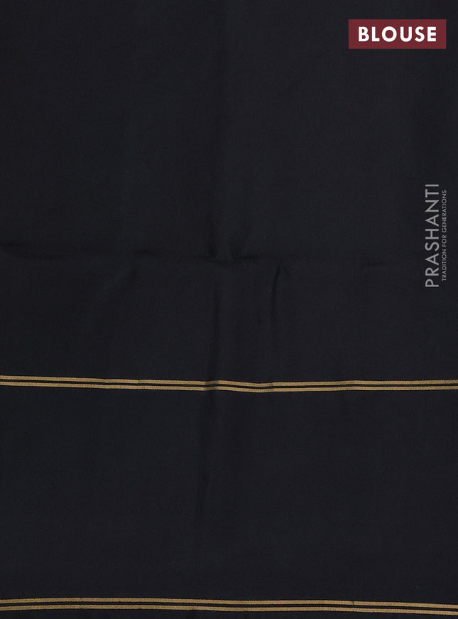 Pure soft silk saree green and black with allover zari woven buttas and rettapet zari woven border