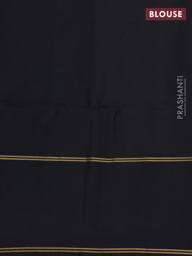 Pure soft silk saree green and black with allover zari woven buttas and rettapet zari woven border