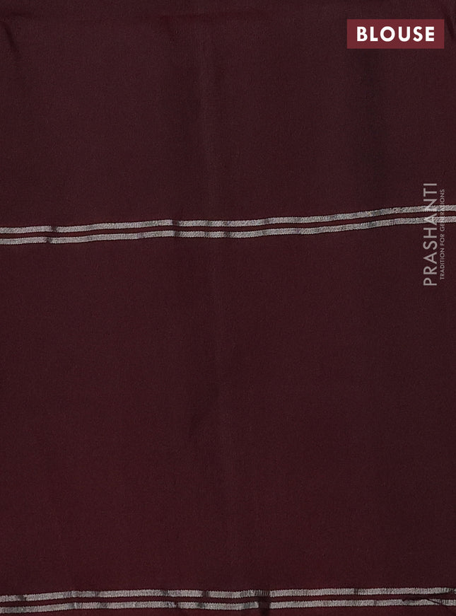 Pure soft silk saree rustic orange and deep maroon with allover silver zari woven buttas and rettapet silver zari woven border