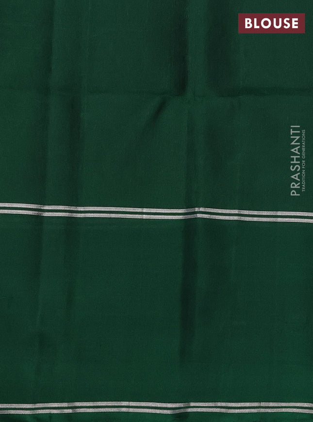 Pure soft silk saree navy blue and green with allover silver zari woven buttas and rettapet silver zari woven border