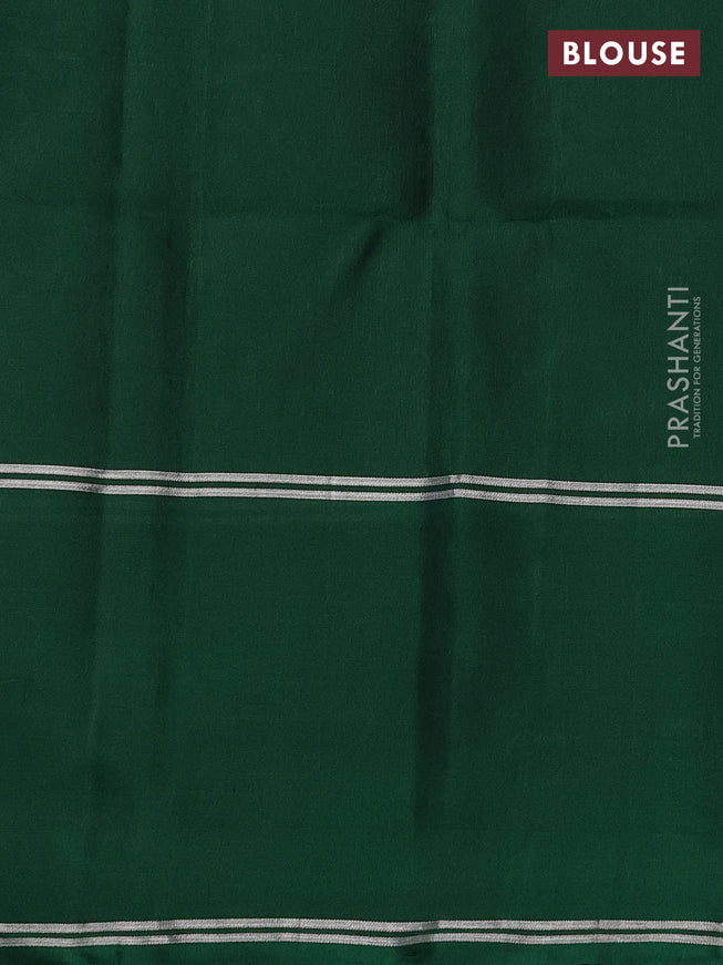 Pure soft silk saree navy blue and green with allover silver zari woven buttas and rettapet silver zari woven border