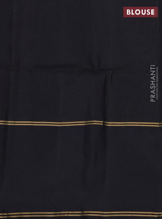 Pure soft silk saree light green and black with allover zari woven buttas and rettapet zari woven border