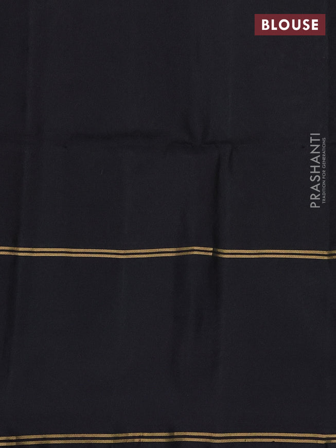 Pure soft silk saree light green and black with allover zari woven buttas and rettapet zari woven border