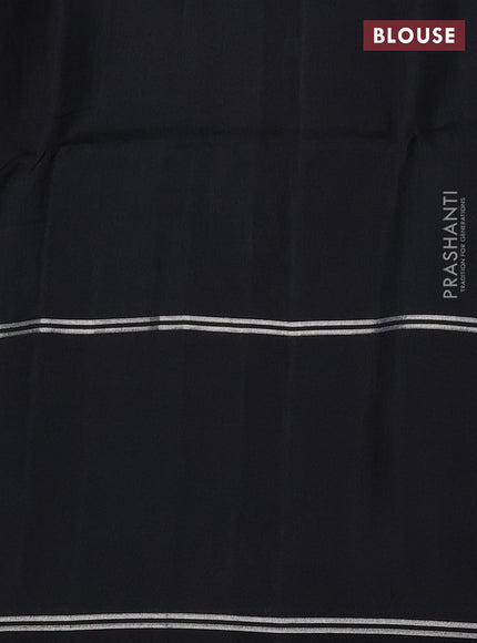 Pure soft silk saree green and black with allover silver zari woven buttas and rettapet silver zari woven border