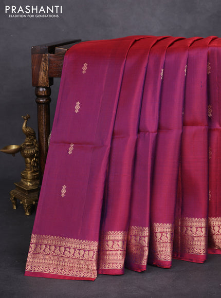 Pure soft silk saree dual shade of purple with zari woven buttas and zari woven border
