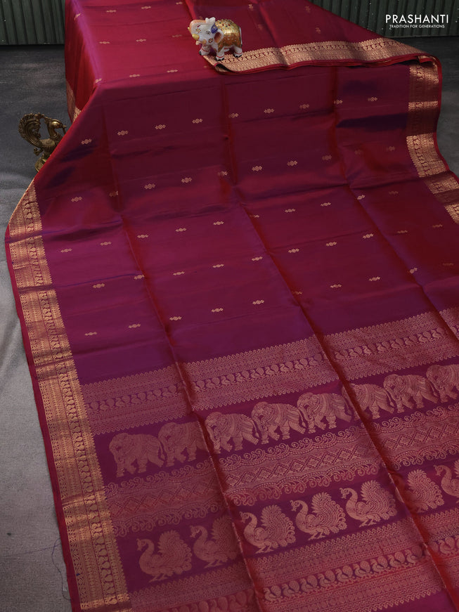 Pure soft silk saree dual shade of purple with zari woven buttas and zari woven border
