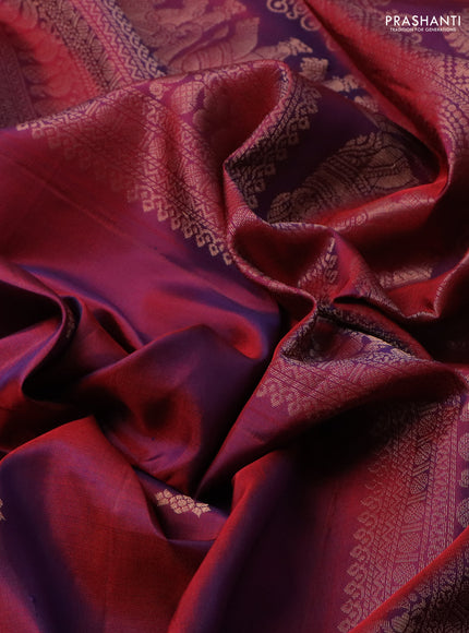 Pure soft silk saree dual shade of purple with zari woven buttas and zari woven border