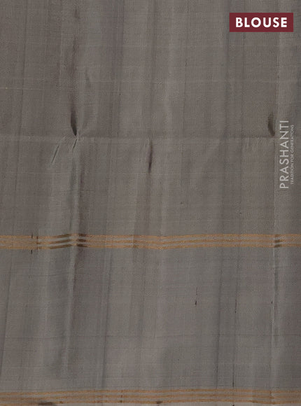 Pure soft silk saree pastel brown and grey with zari woven buttas and rettapet zari woven border