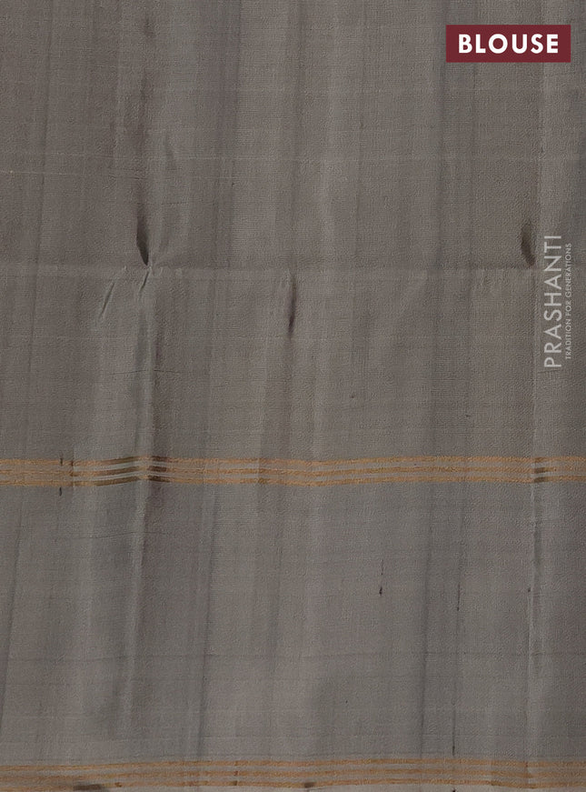 Pure soft silk saree pastel brown and grey with zari woven buttas and rettapet zari woven border