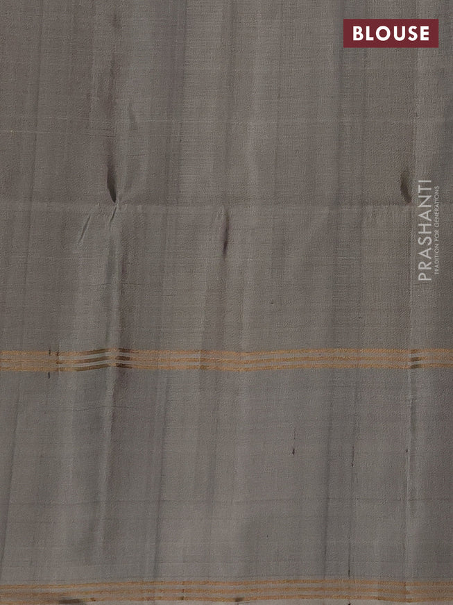 Pure soft silk saree pastel brown and grey with zari woven buttas and rettapet zari woven border