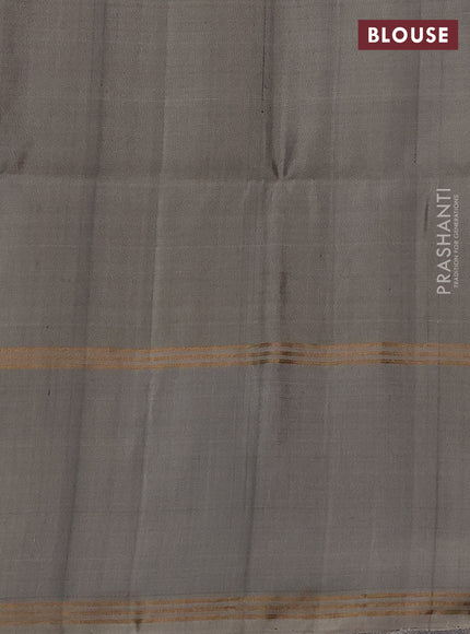 Pure soft silk saree maroon and grey shade with zari woven buttas and rettapet zari woven border