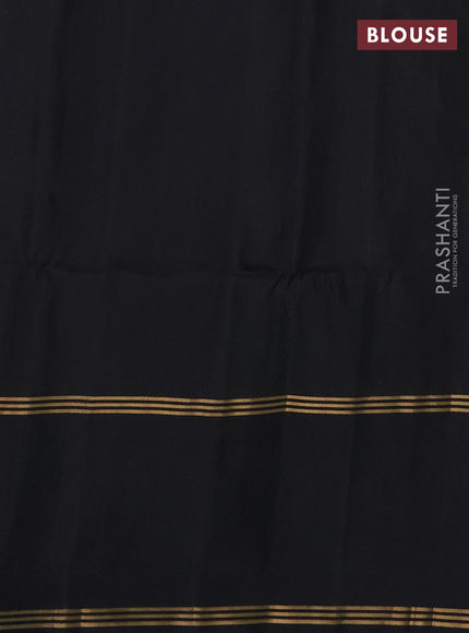 Pure soft silk saree mehendi green and black with allover zari weaves and rettapet zari woven border