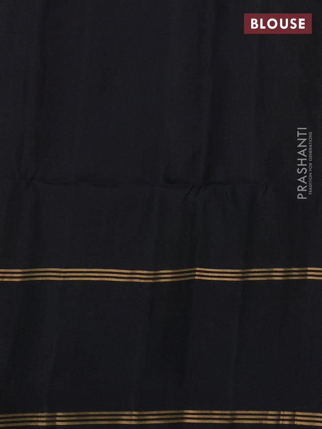 Pure soft silk saree mehendi green and black with allover zari weaves and rettapet zari woven border