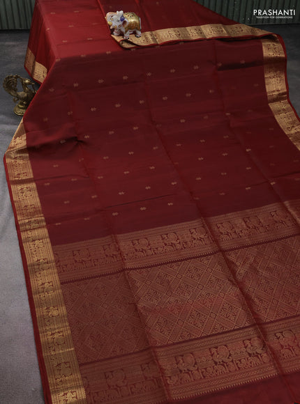 Pure soft silk saree maroon with zari woven buttas and zari woven border