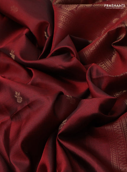 Pure soft silk saree maroon with zari woven buttas and zari woven border