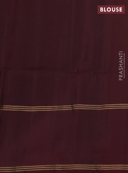 Pure soft silk saree chikku blue and deep maroon with zari woven buttas and rettapet zari woven border
