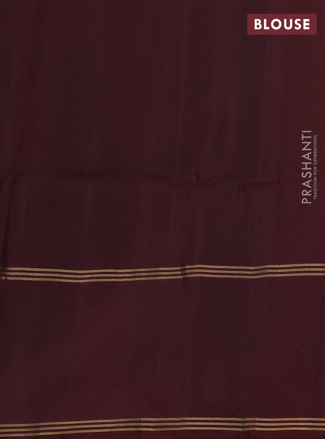Pure soft silk saree chikku blue and deep maroon with zari woven buttas and rettapet zari woven border