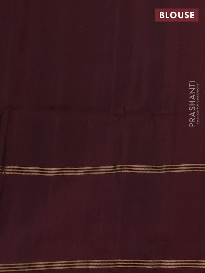 Pure soft silk saree chikku blue and deep maroon with zari woven buttas and rettapet zari woven border