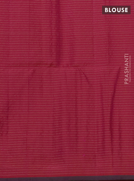 Pure soft silk saree dual shade of pinkish red with allover zari checks & buttas and piping border