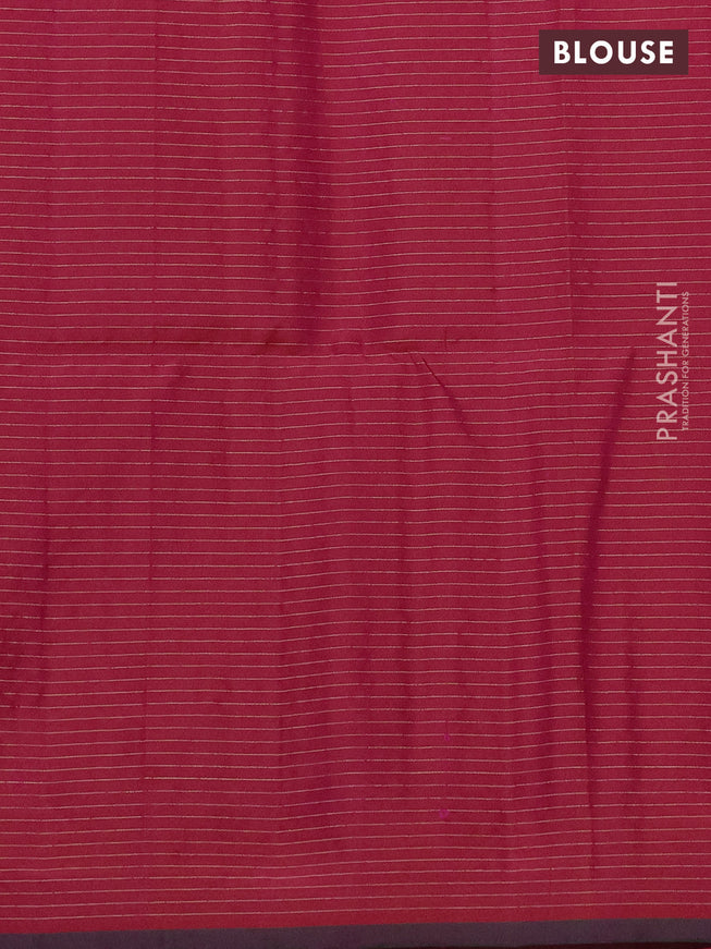Pure soft silk saree dual shade of pinkish red with allover zari checks & buttas and piping border