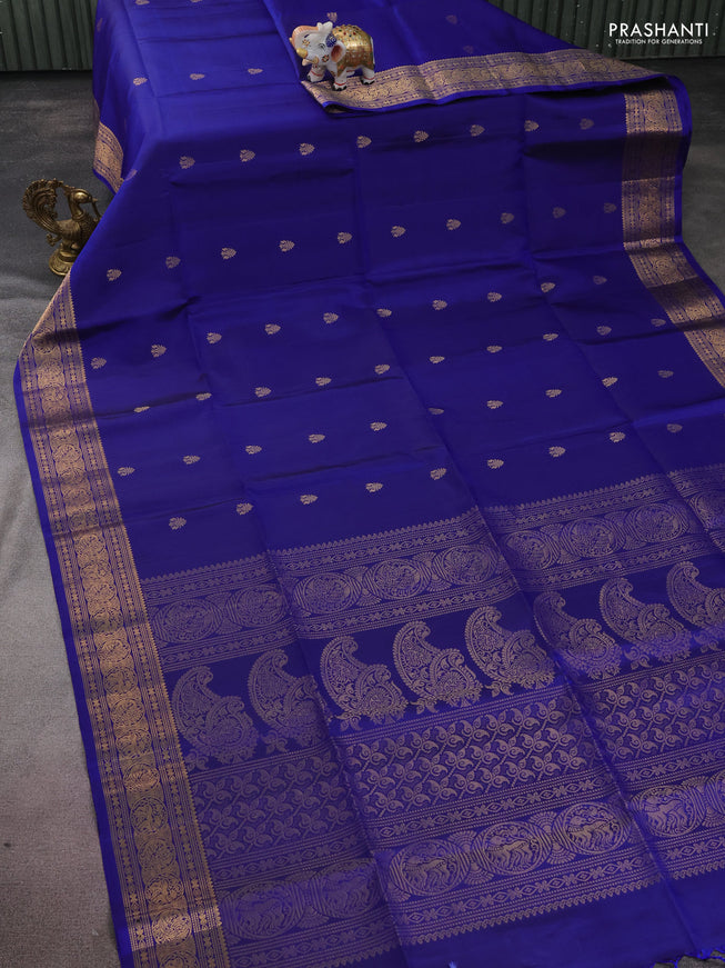 Pure soft silk saree blue with zari woven buttas and zari woven border