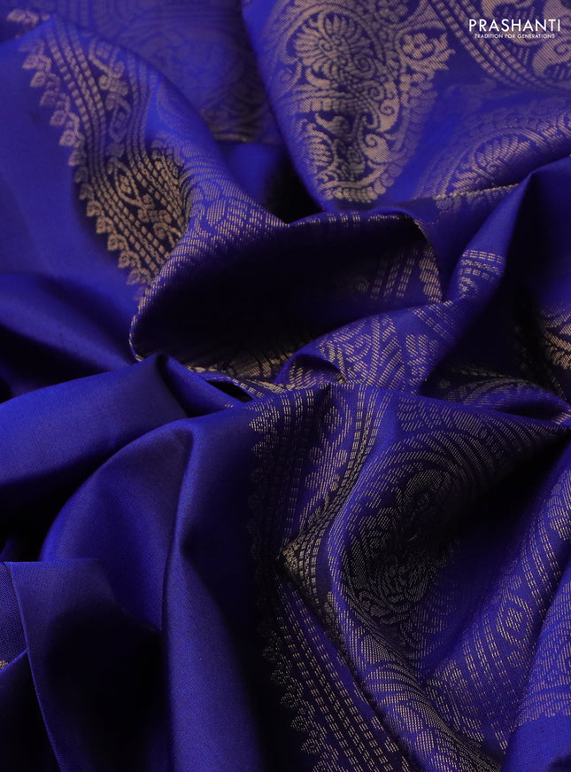 Pure soft silk saree blue with zari woven buttas and zari woven border