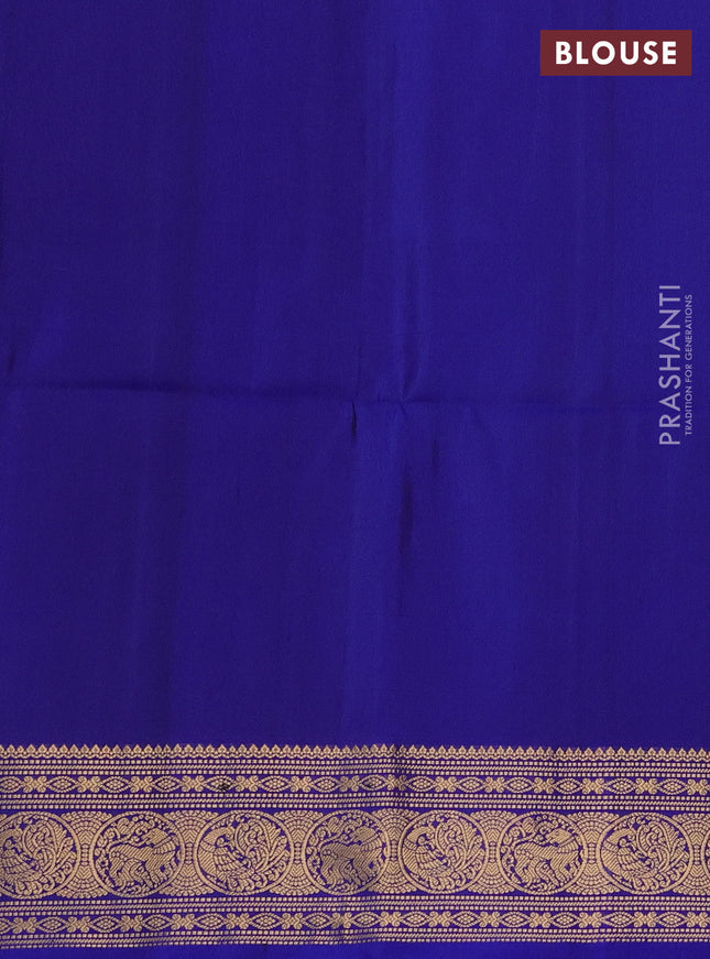 Pure soft silk saree blue with zari woven buttas and zari woven border