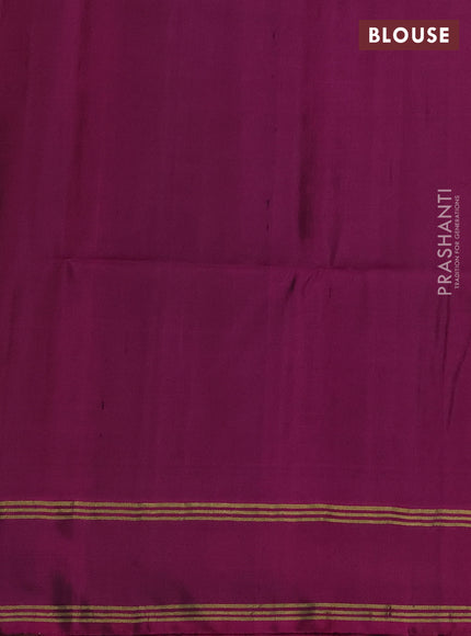Pure soft silk saree dark mustard and purple with zari woven buttas and rettapet zari woven border