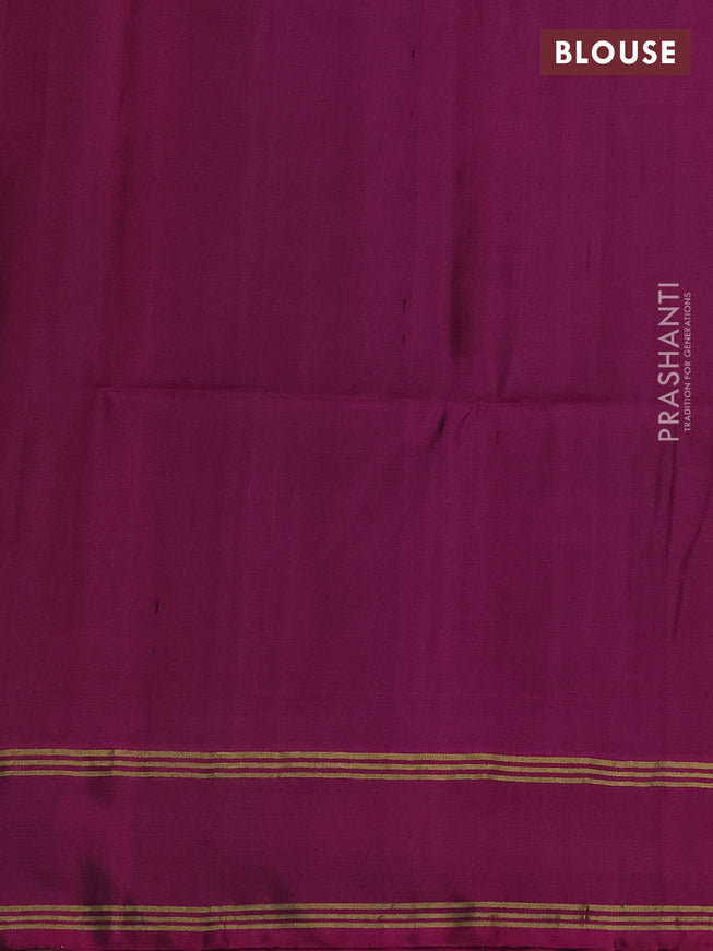 Pure soft silk saree dark mustard and purple with zari woven buttas and rettapet zari woven border